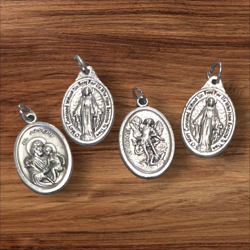 Lot 4 Catholic Saint Medals: St Joseph; St Michael; Miraculous Mary - Italy